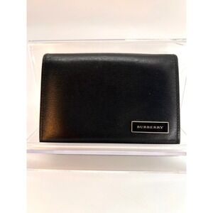Burberry Black Leather Check Interior Card Holder Wallet Business Novacheck Gift